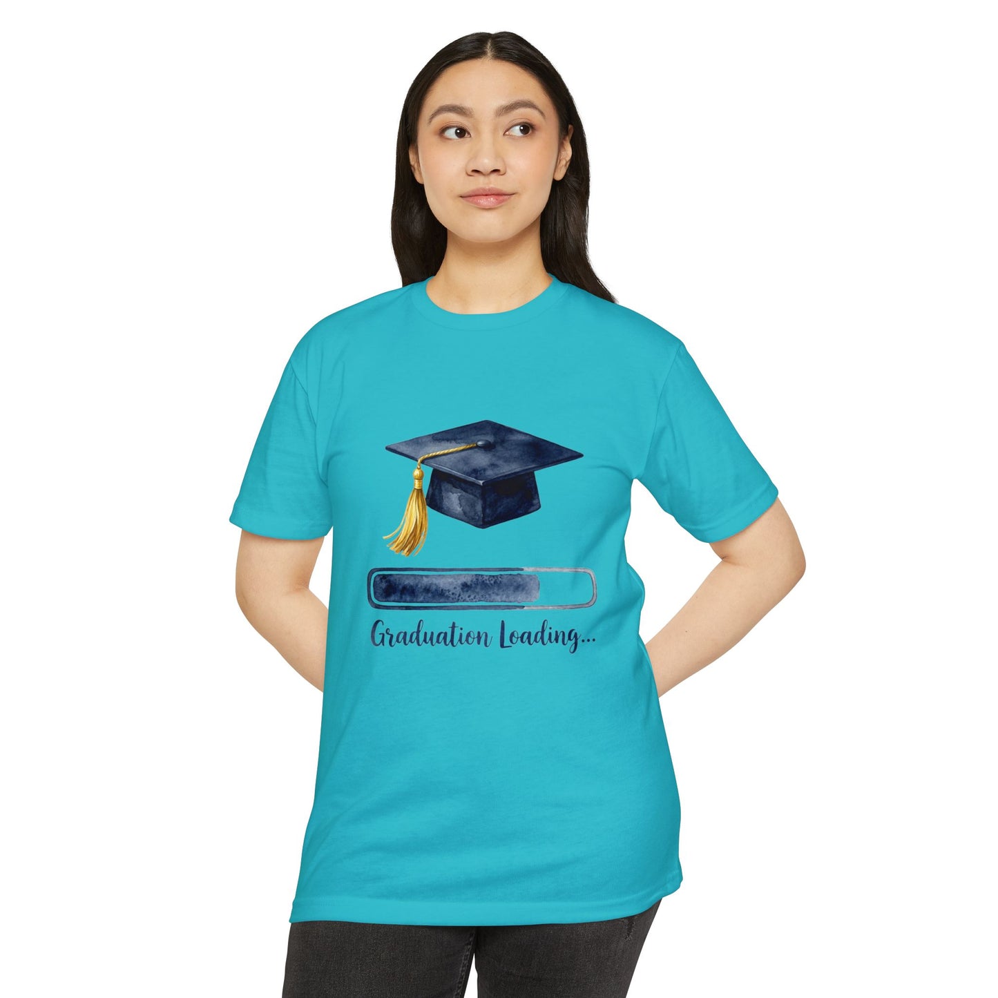 Graduation Loading T-Shirt — Cap & Progress Bar Grad Tee