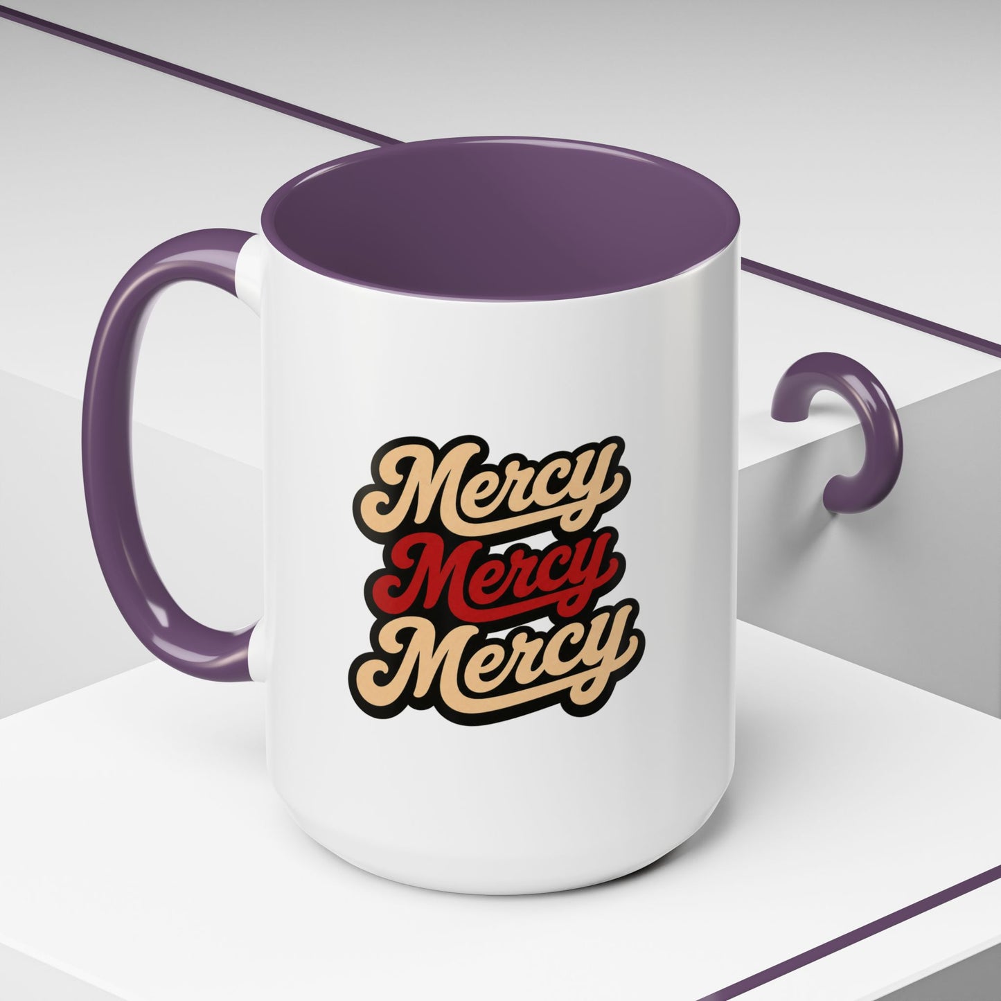Mercy Mercy Mercy Retro Script Accent Coffee Mug — 11/15oz