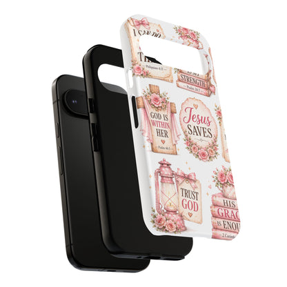 Faith Phone Case — 'Jesus Saves' Floral Christian Scripture iPhone Case