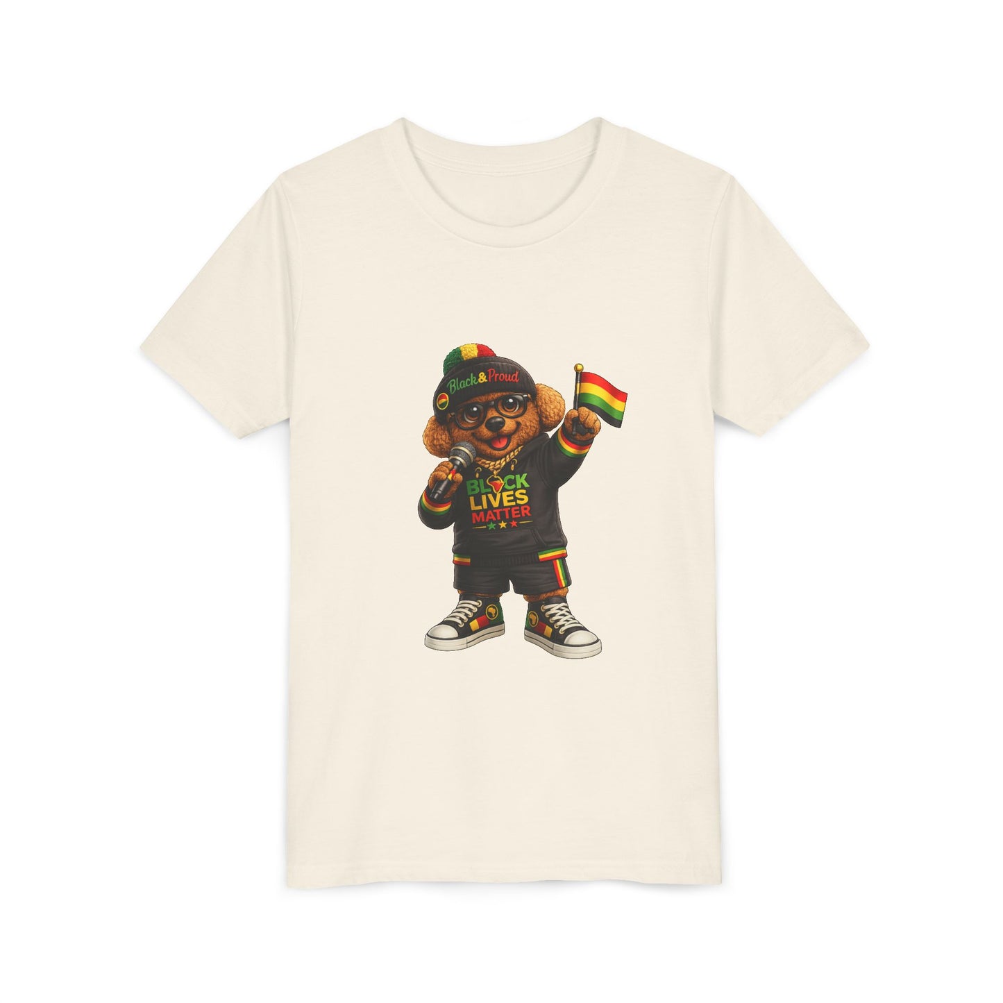 Youth Tee — Kid Bear Black Lives Matter Rasta Flag Shirt