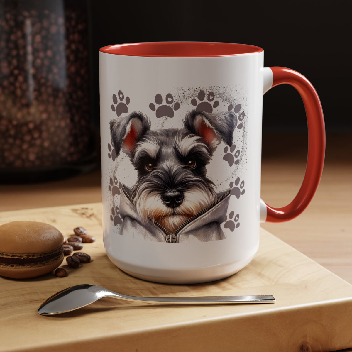 Schnauzer Paw Print Accent Coffee Mug (11/15oz)