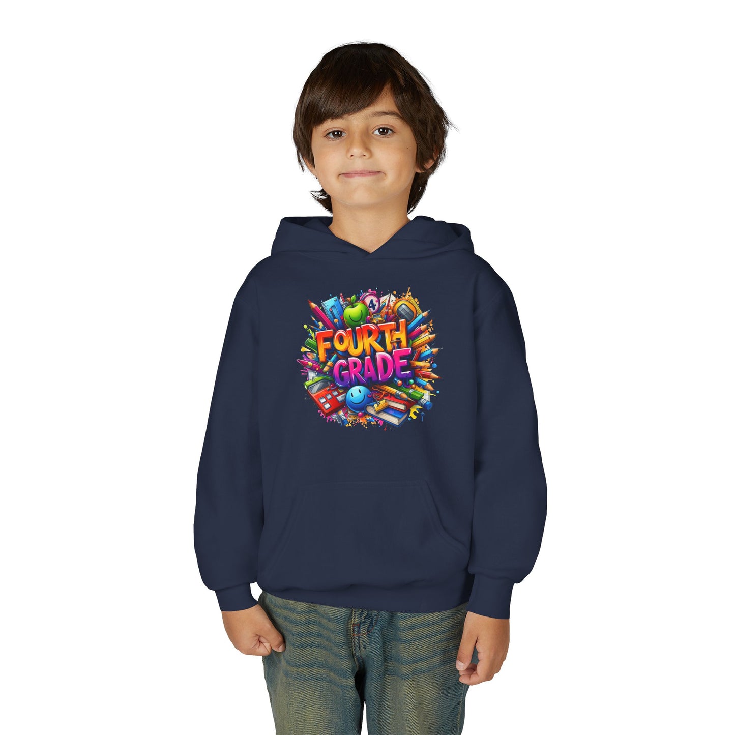 Fourth Grade Youth Hoodie — Colorful Back-to-School Kids Sweatshirt