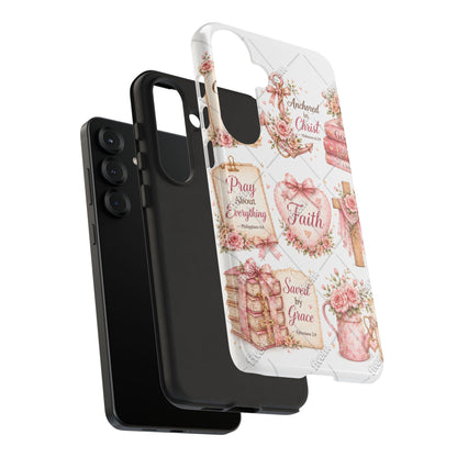 Faith Floral Phone Case – Christian Inspirational Scripture iPhone Cover (Choose Joy, Pray, Faith)