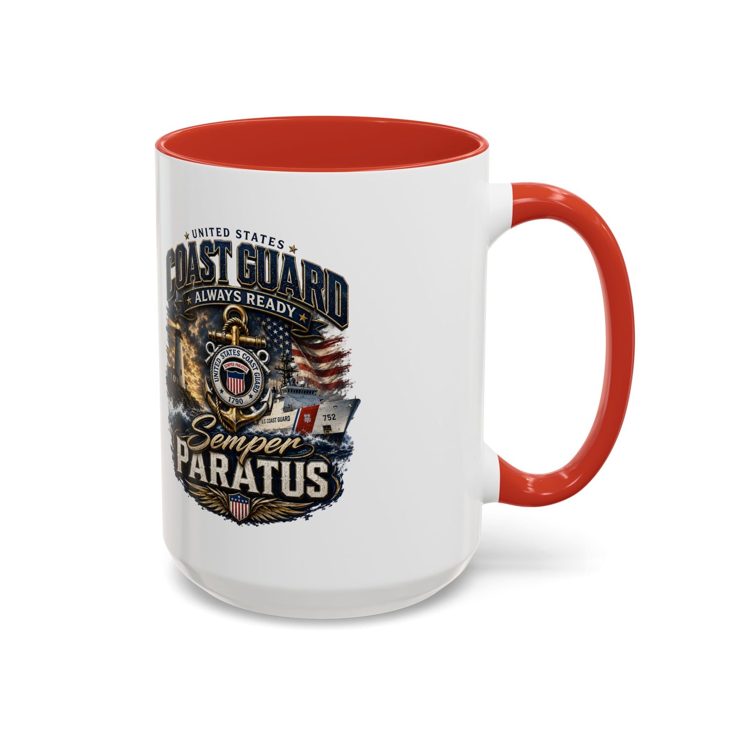Coast Guard Semper Paratus Accent Coffee Mug – Patriotic Military Gift (11/15oz)