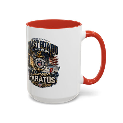 Coast Guard Semper Paratus Accent Coffee Mug – Patriotic Military Gift (11/15oz)