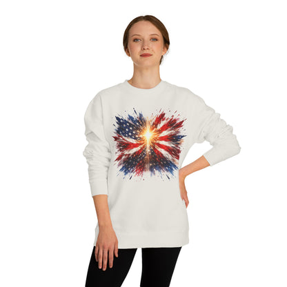 American Flag Burst Sweatshirt — Patriotic Firework Crewneck