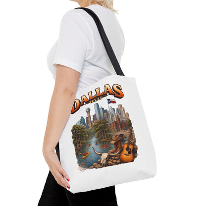 Dallas Texas Scenic Tote Bag – City Skyline & Guitar Souvenir Tote