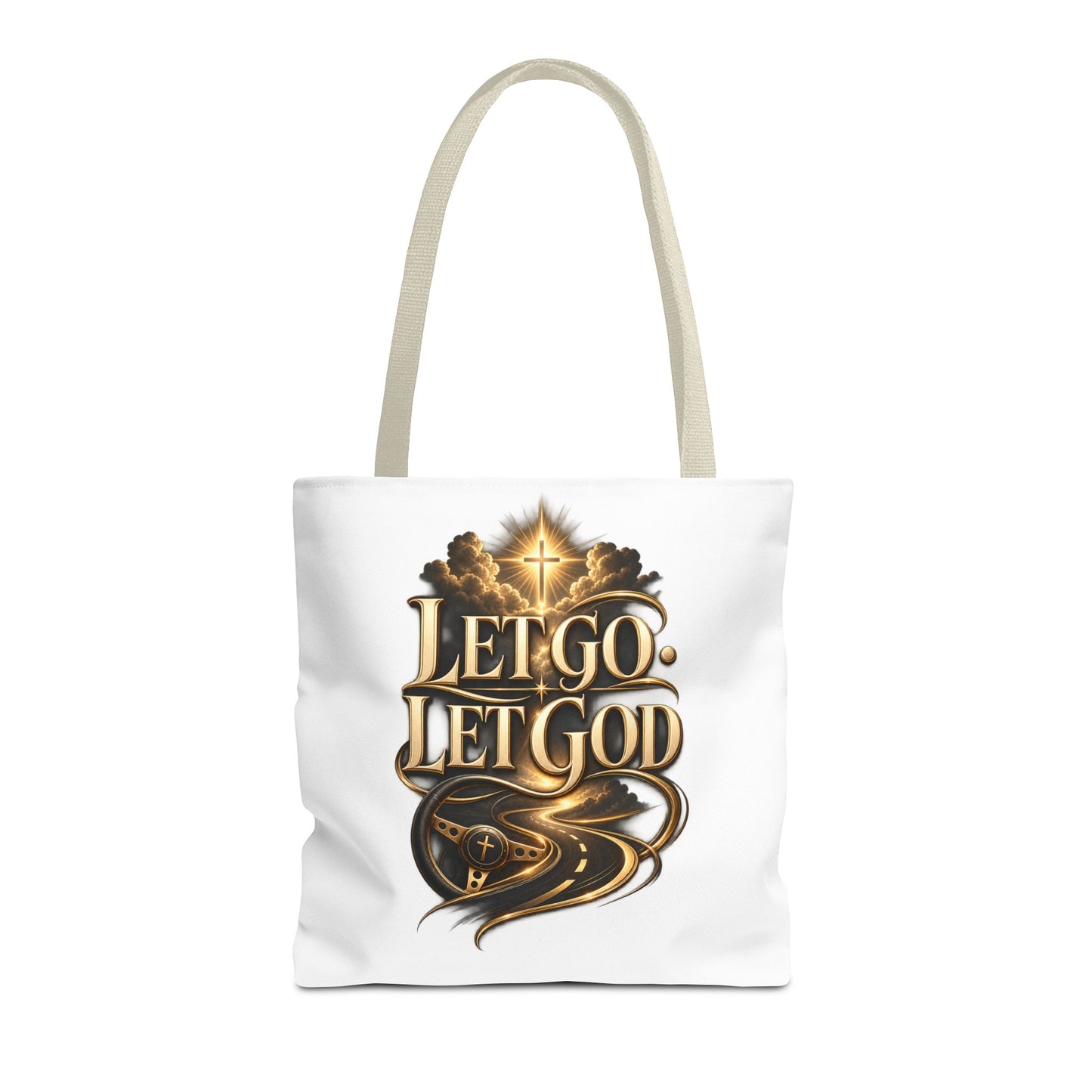 Let Go Let God Inspirational Tote Bag — Christian Faith Prayer Gift