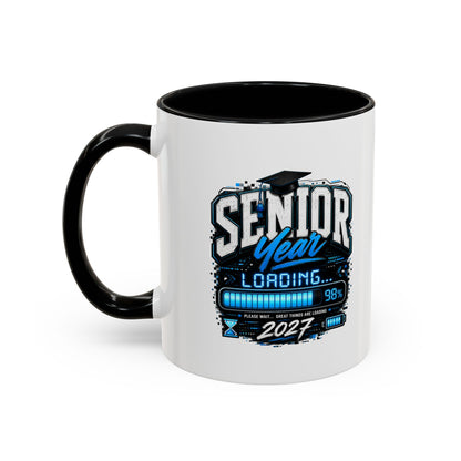 Senior Year Loading 2027 Accent Coffee Mug — Graduation Gift Cup (11/15oz)