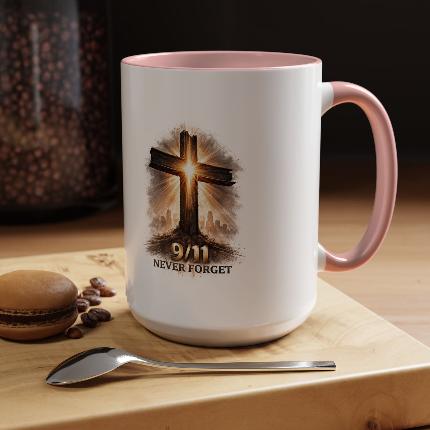 9/11 Never Forget Coffee Mug — Religious Memorial Accent Mug