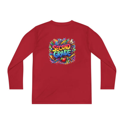 Second Grade Youth Long Sleeve Tee — Colorful School Supplies Back-to-School Shirt