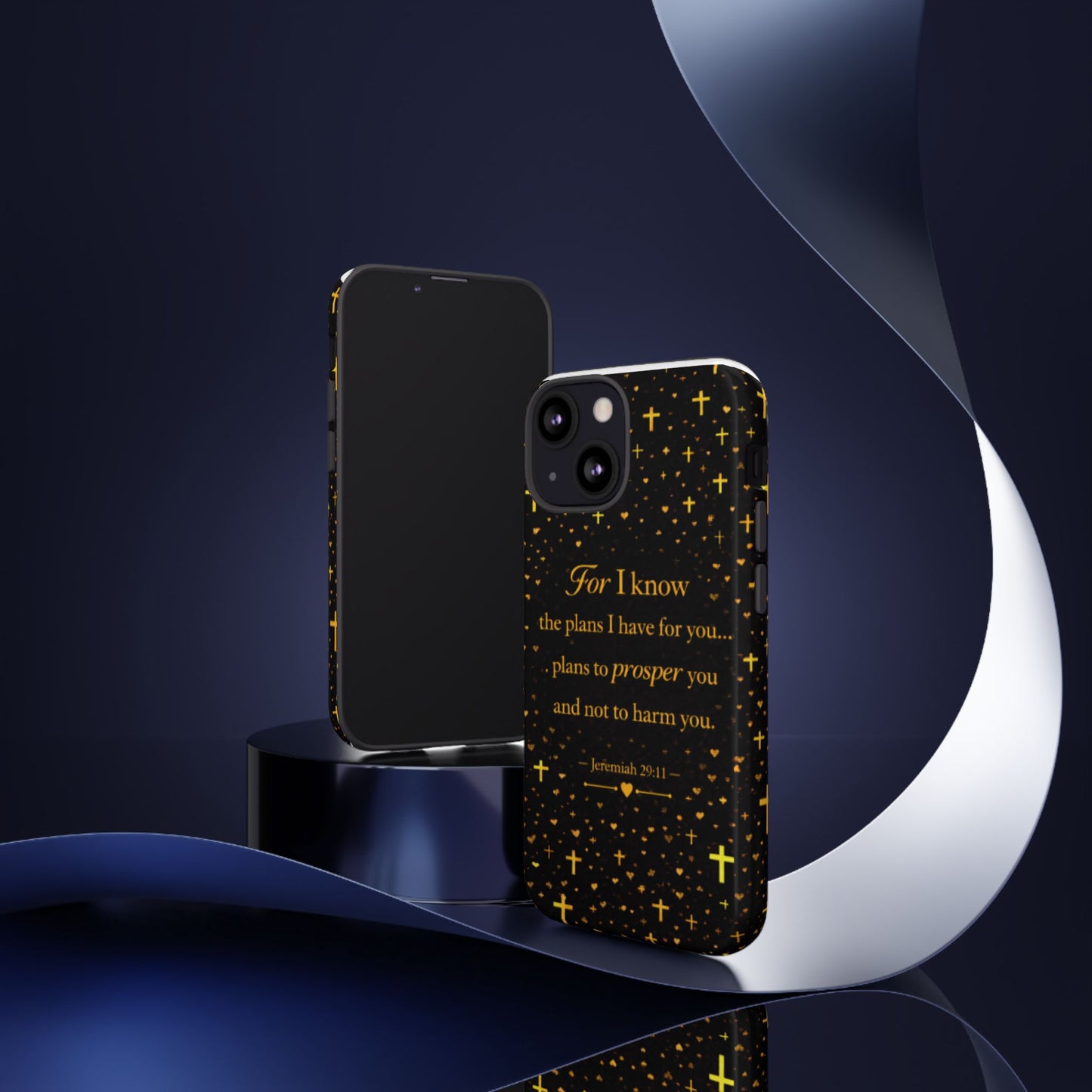 Phone Case — "For I Know" Jeremiah 29:11 Gold Cross Christian Tough Case