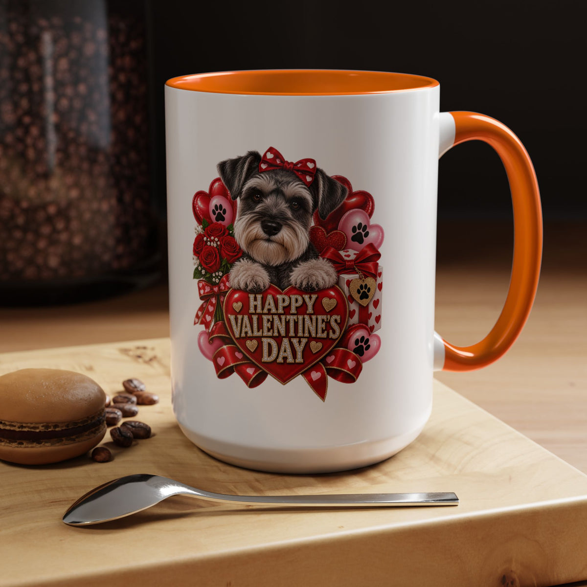 Valentine’s Day Dog Coffee Mug — "Happy Valentine’s Day" Accent Mug