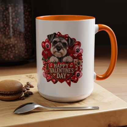 Valentine’s Day Dog Coffee Mug — "Happy Valentine’s Day" Accent Mug