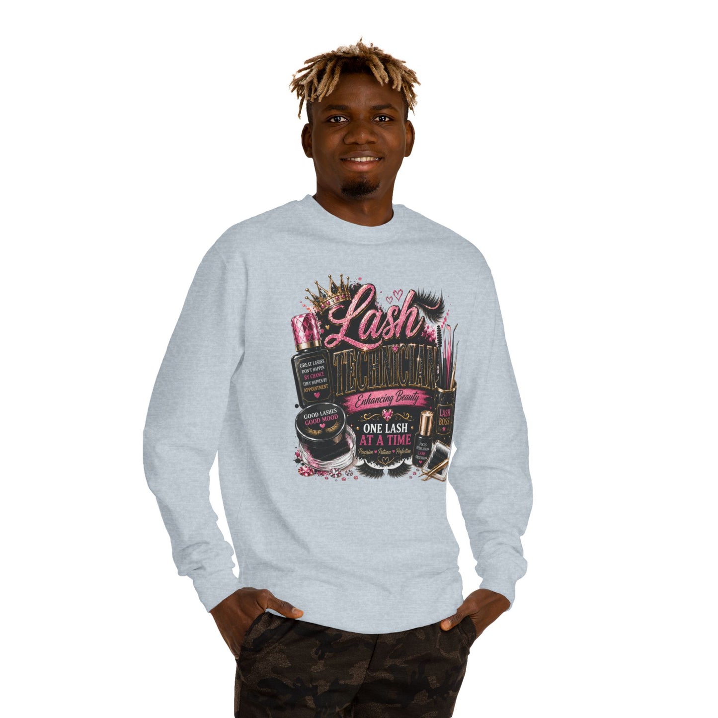 Eyelash Artist Crewneck Sweatshirt — “Lash Technician” Beauty Salon Graphic
