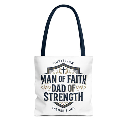 Christian "Man of Faith, Dad of Strength" Tote Bag — Father's Day Gift