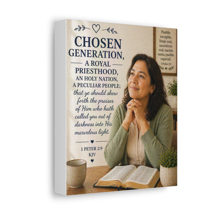 Stretched Canvas — "Chosen Generation" Inspirational Scripture Wall Art (1 Peter 2:9)