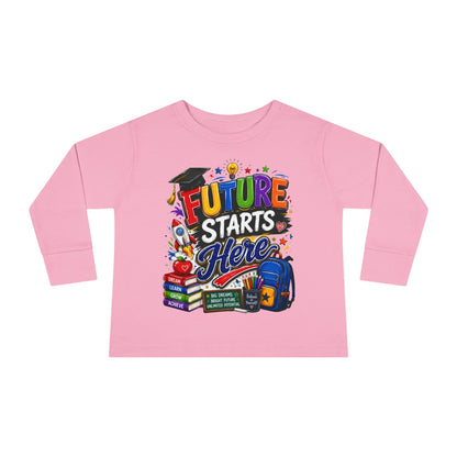 Toddler Long Sleeve Tee - "Future Starts Here" Back-to-School Shirt