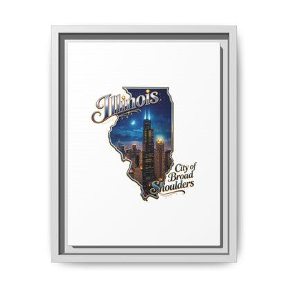 Illinois City of Broad Shoulders Matte Canvas Framed Wall Art
