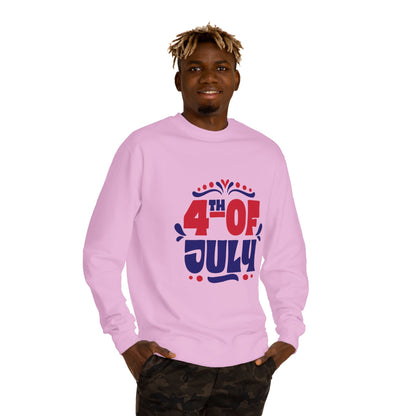 4th of July Sweatshirt — Patriotic Red & Blue Independence Day Crewneck