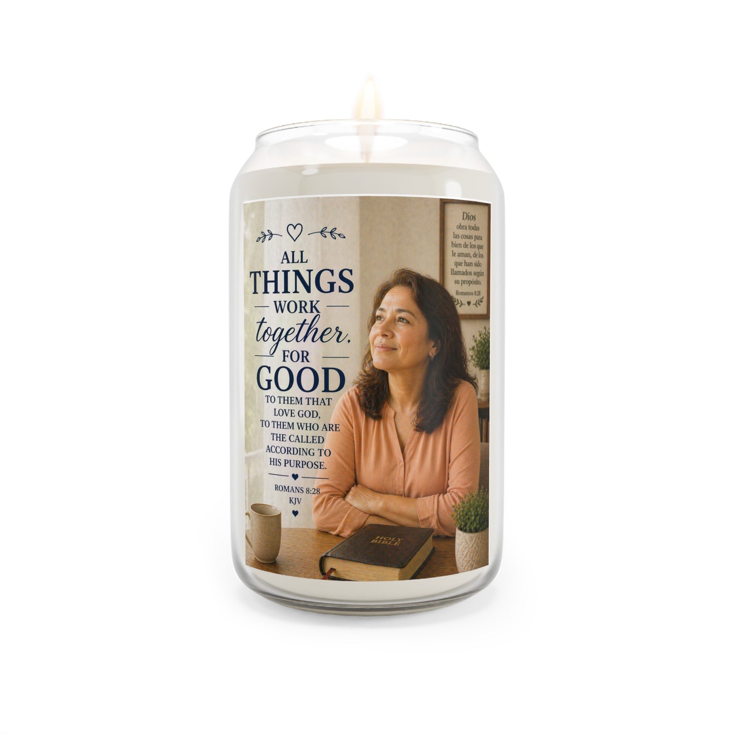 Inspirational Scripture Soy Candle — "All Things Work Together for Good" 13.75oz