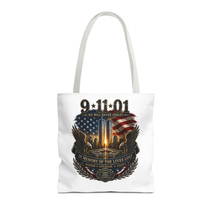 9/11 Memorial Tote Bag — We Will Never Forget Tribute Tote