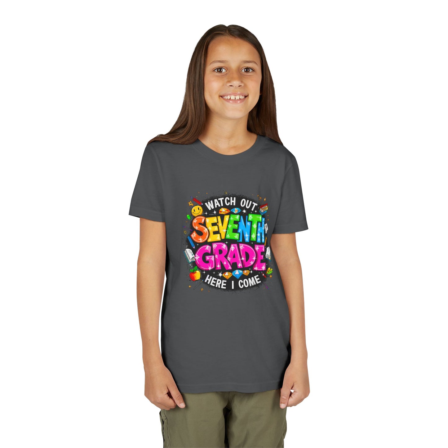 Seventh Grade Kids T‑Shirt — "Watch Out Seventh Grade Here I Come" Back‑to‑School Tee