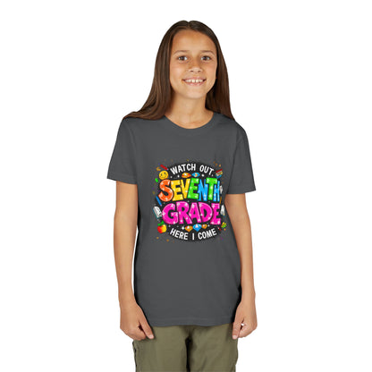 Seventh Grade Kids T‑Shirt — "Watch Out Seventh Grade Here I Come" Back‑to‑School Tee