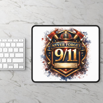 Never Forget 9/11 Gaming Mouse Pad — Firefighter Tribute Memorial Desk Mat