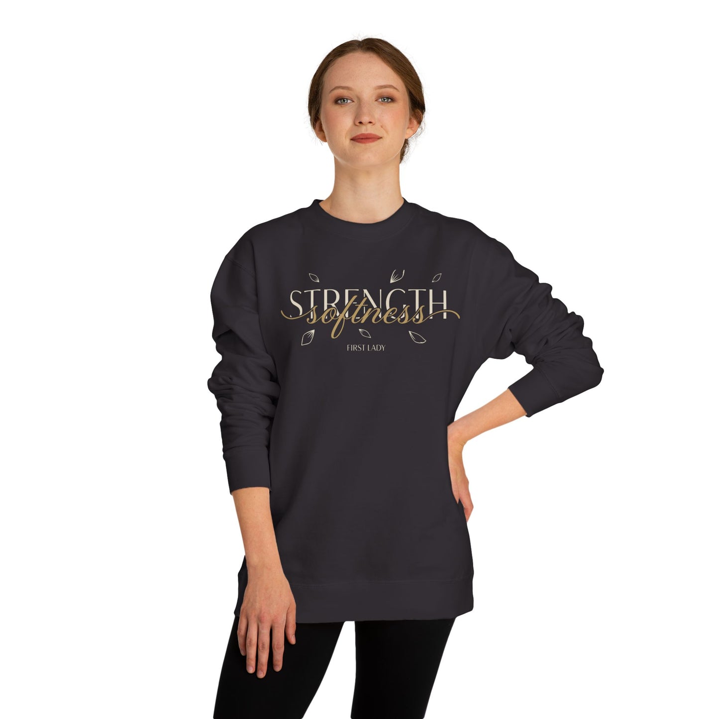 Strength & Softness Sweatshirt — Inspirational Christian Crewneck (Psalm 46:1)
