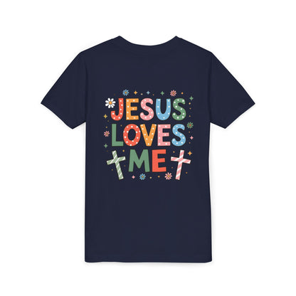 Youth Tee — "Jesus Loves Me" Colorful Christian Kids T-Shirt