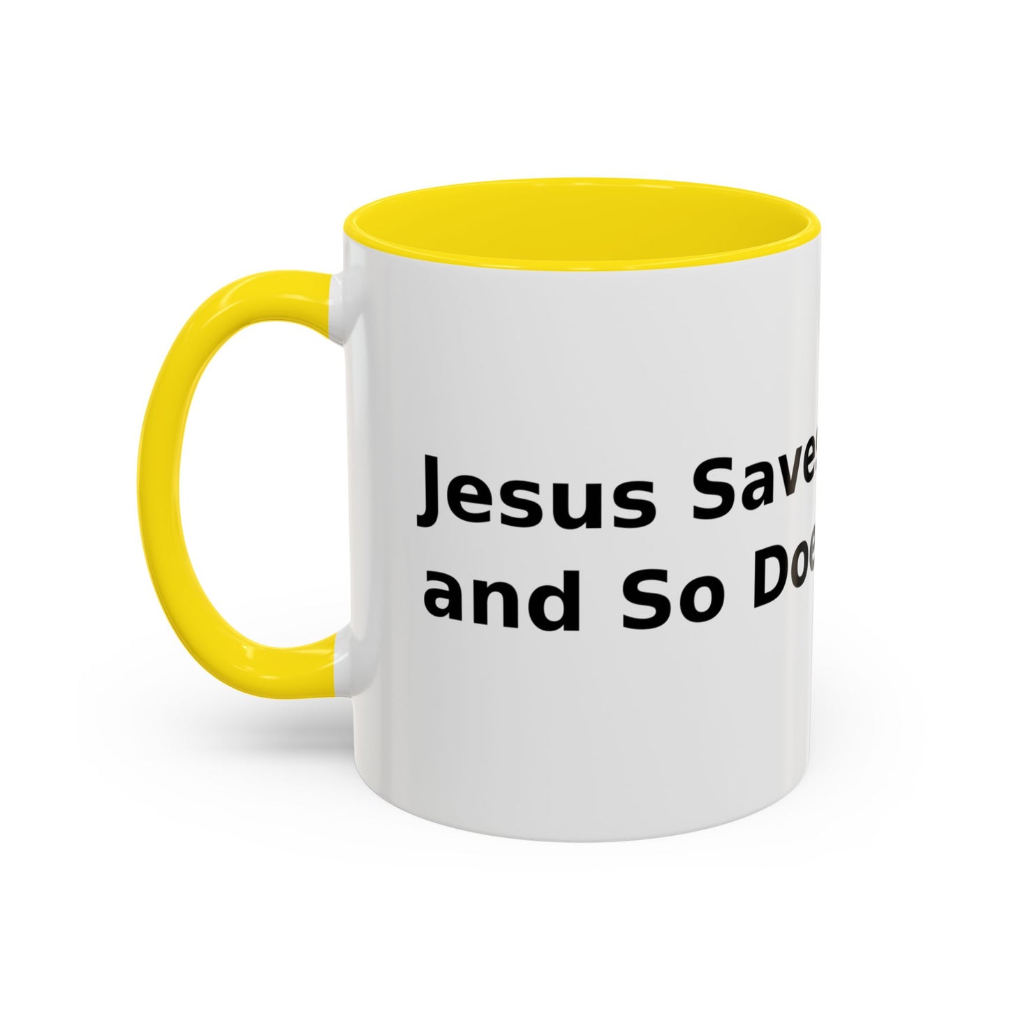 Accent Coffee Mug — “Faith + Medicine: Insulin Saves” Black-Accent Mug (11/15 oz)