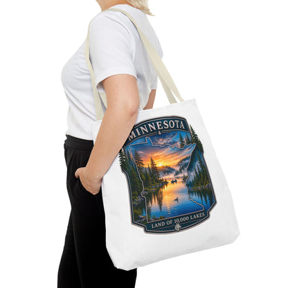 Minnesota Scenic Tote Bag — 'Land of 10,000 Lakes' Sunset Lake Design