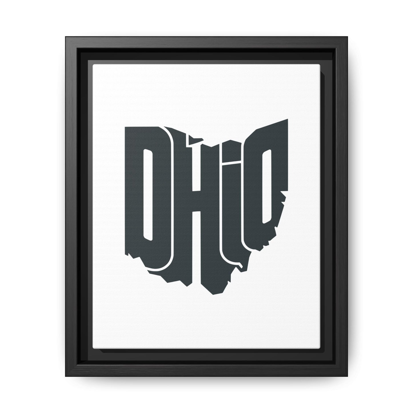Ohio State Shape Matte Canvas Wall Art — Framed Modern State Typography Print