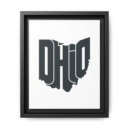 Ohio State Shape Matte Canvas Wall Art — Framed Modern State Typography Print