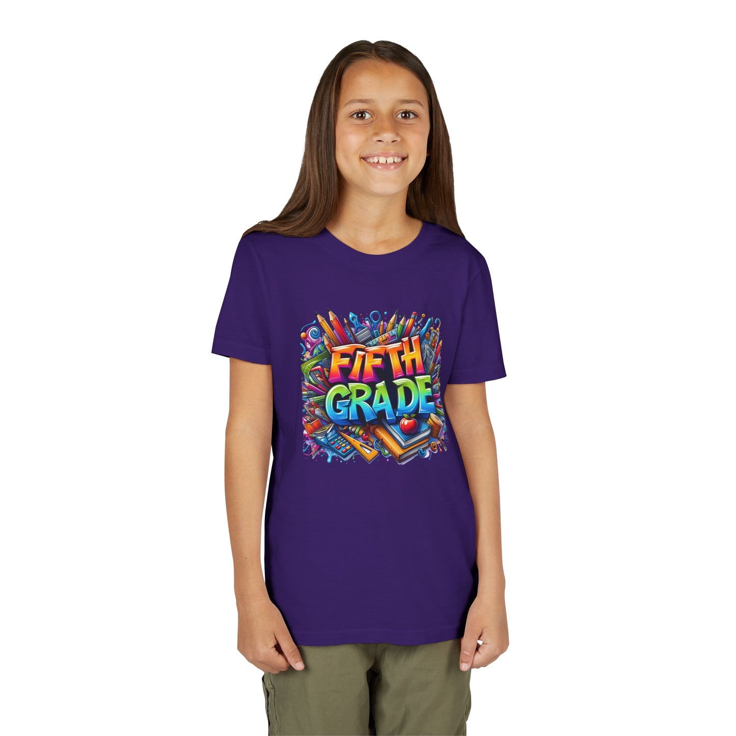 Fifth Grade Kid's Tee - Colorful School Supplies Back to School T-Shirt