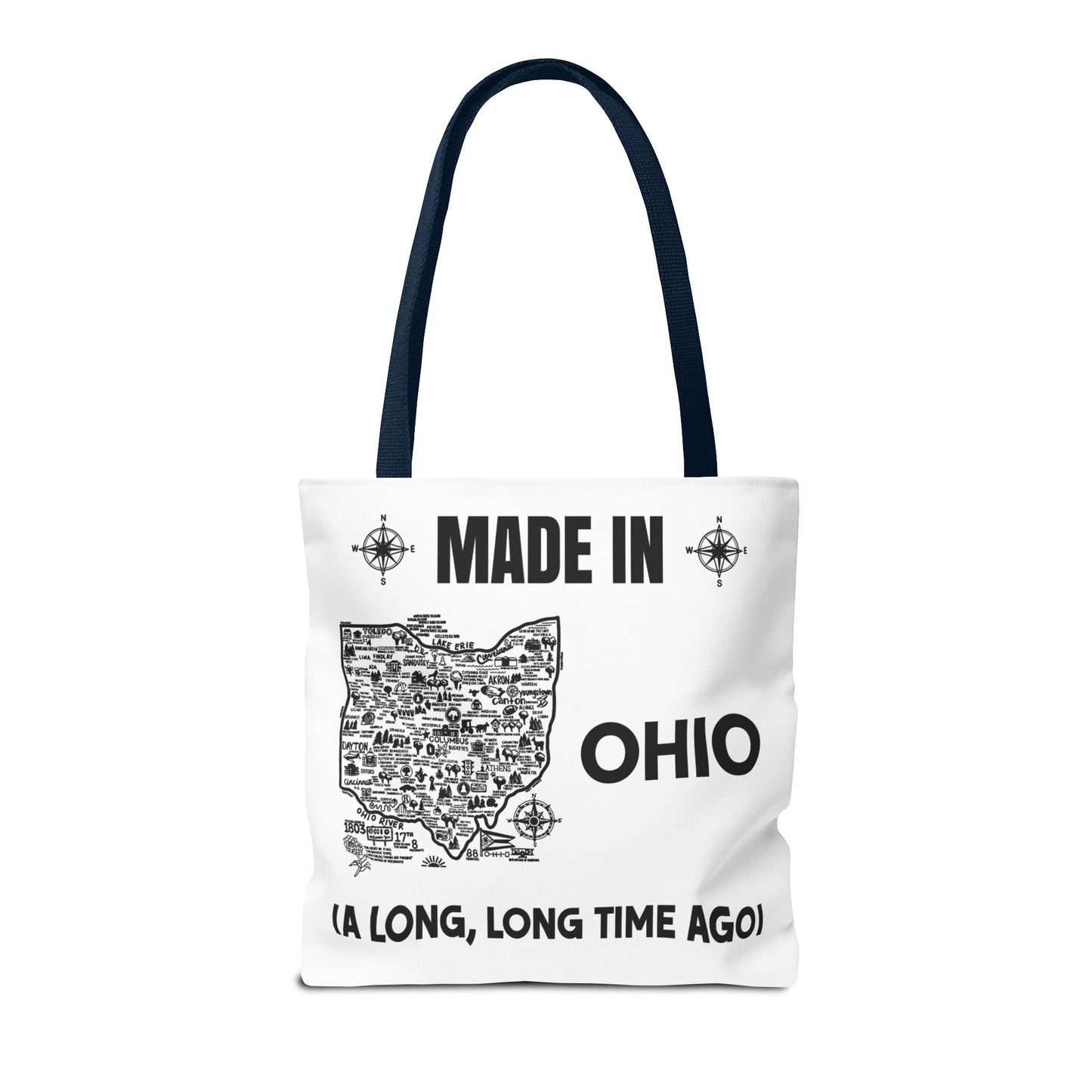 Made in Ohio Tote Bag — Vintage Map Design "A Long, Long Time Ago"