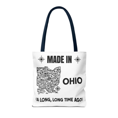 Made in Ohio Tote Bag — Vintage Map Design "A Long, Long Time Ago"