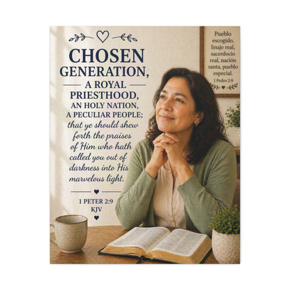 Chosen Generation Canvas Wall Art — 1 Peter 2:9 Inspirational Bible Verse Stretched Canvas