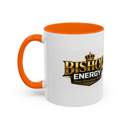 Bishop Energy Coffee Mug — Gold Crown Logo Accent Ceramic Mug (11/15oz)
