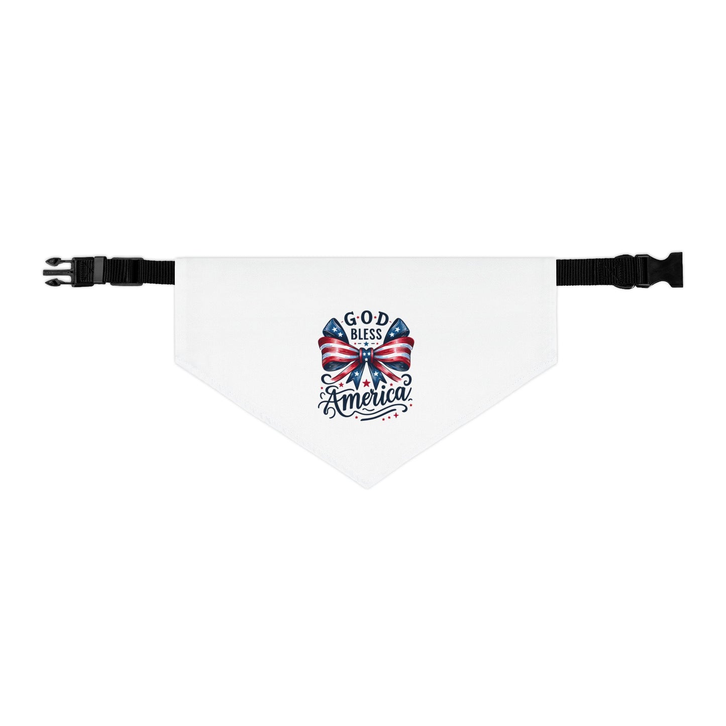 Patriotic Pet Bandana Collar - "God Bless America" Flag Bow Design