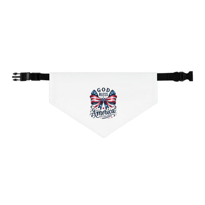 Patriotic Pet Bandana Collar - "God Bless America" Flag Bow Design