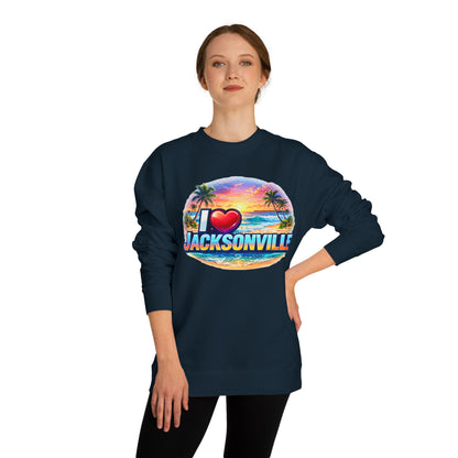 I Love Jacksonville Sweatshirt — Vintage Sunset Beach Crewneck