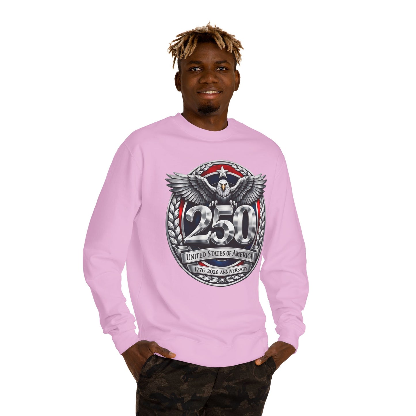 250th USA Anniversary Sweatshirt — Eagle Emblem 1776–2026 Commemorative Crewneck