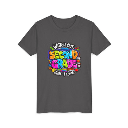 Second Grade Kids Tee - "Watch Out Second Grade Here I Come" Colorful Back-to-School Shirt