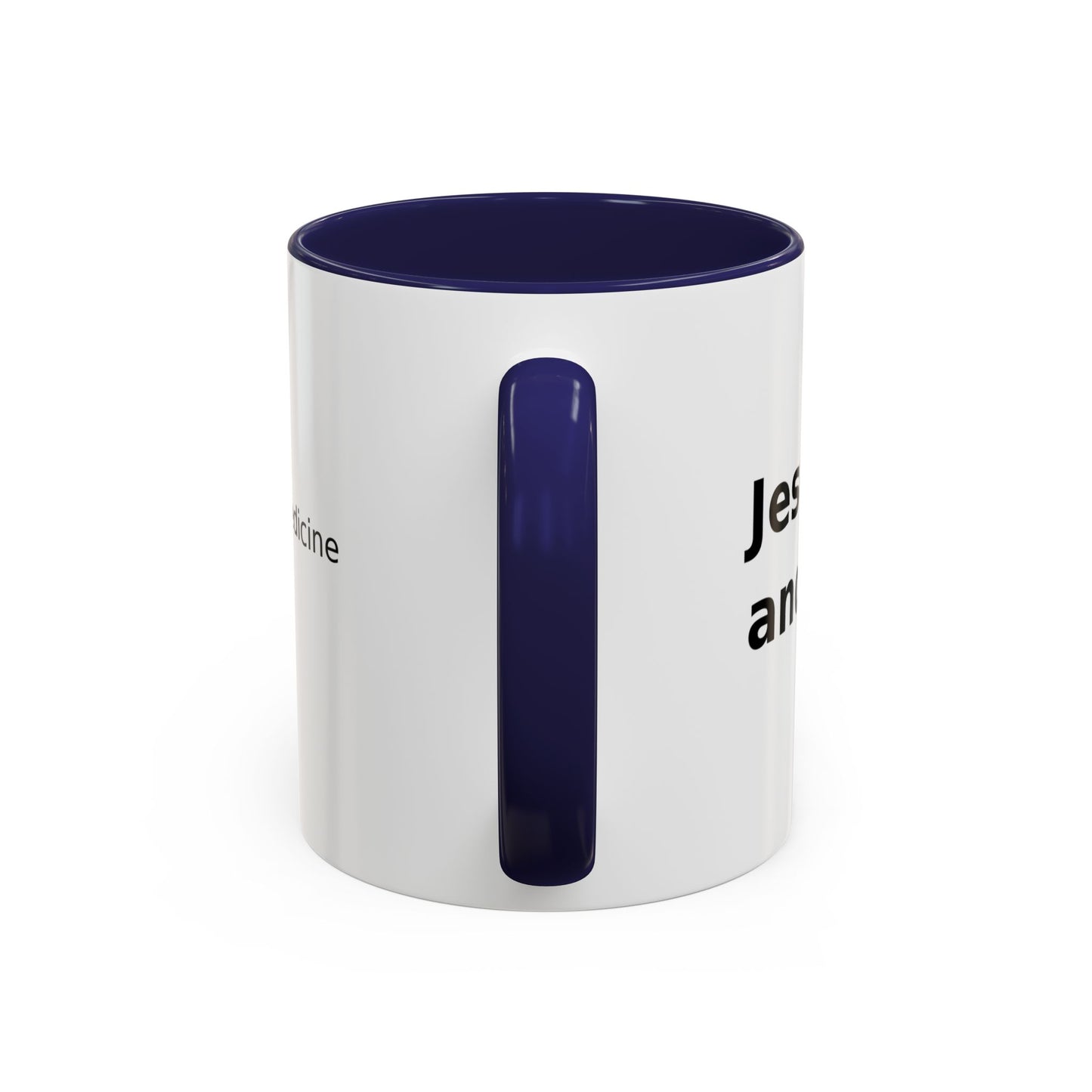 Accent Coffee Mug — “Faith + Medicine: Insulin Saves” Black-Accent Mug (11/15 oz)