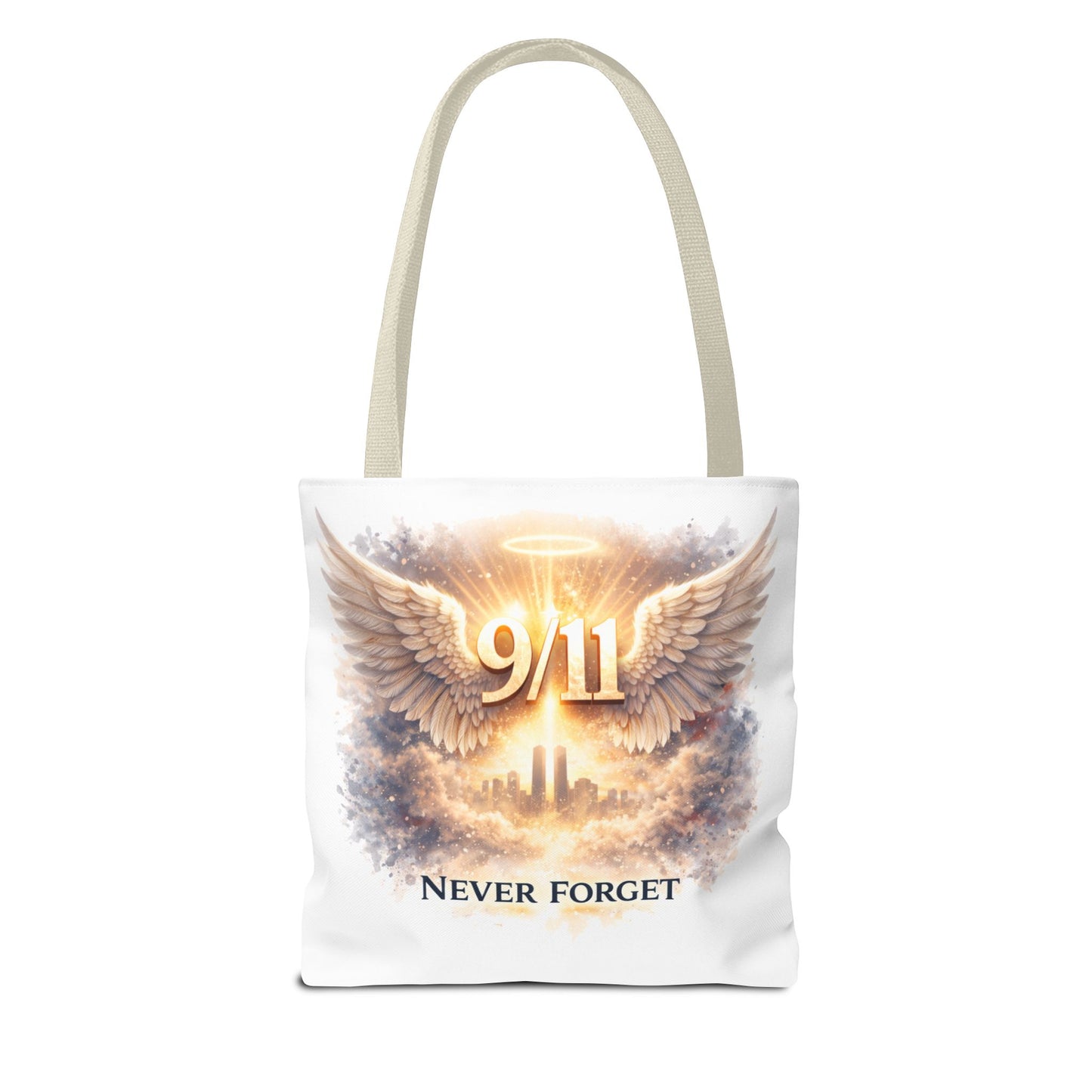 9/11 Memorial Tote Bag – 'Never Forget' Angel Wings Tribute