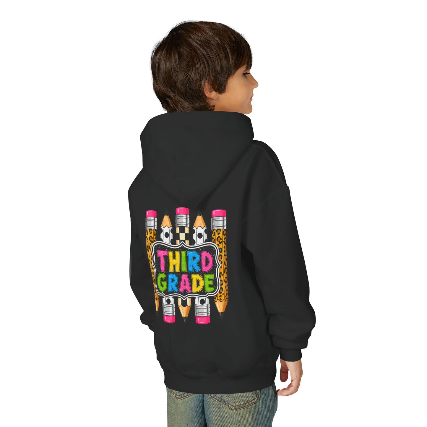 Third Grade Kids Hoodie — Cute Pencil Back-to-School Sweatshirt