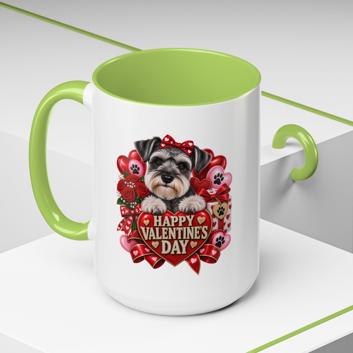 Valentine’s Day Dog Coffee Mug — "Happy Valentine’s Day" Accent Mug