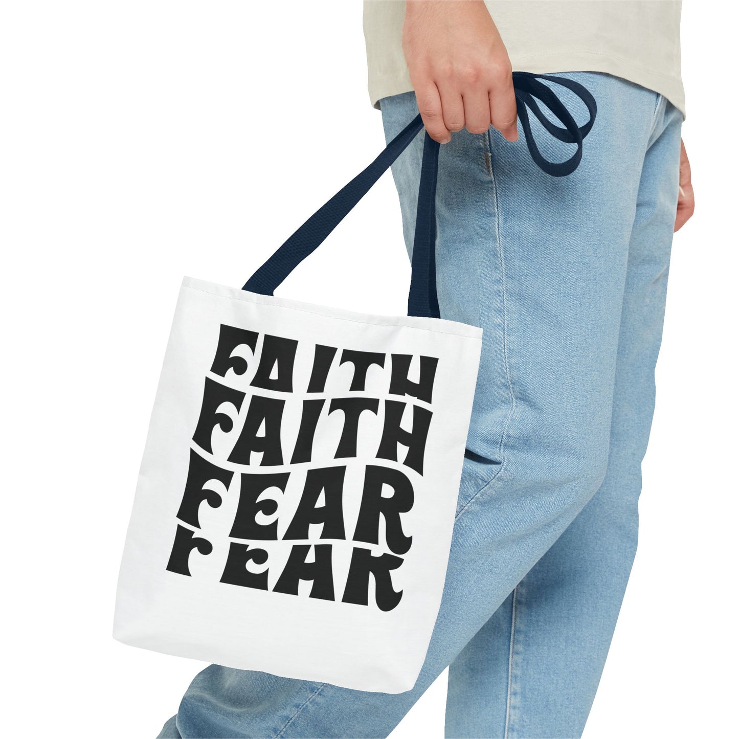 Faith Over Fear Tote Bag – Bold Retro Typography Canvas Tote